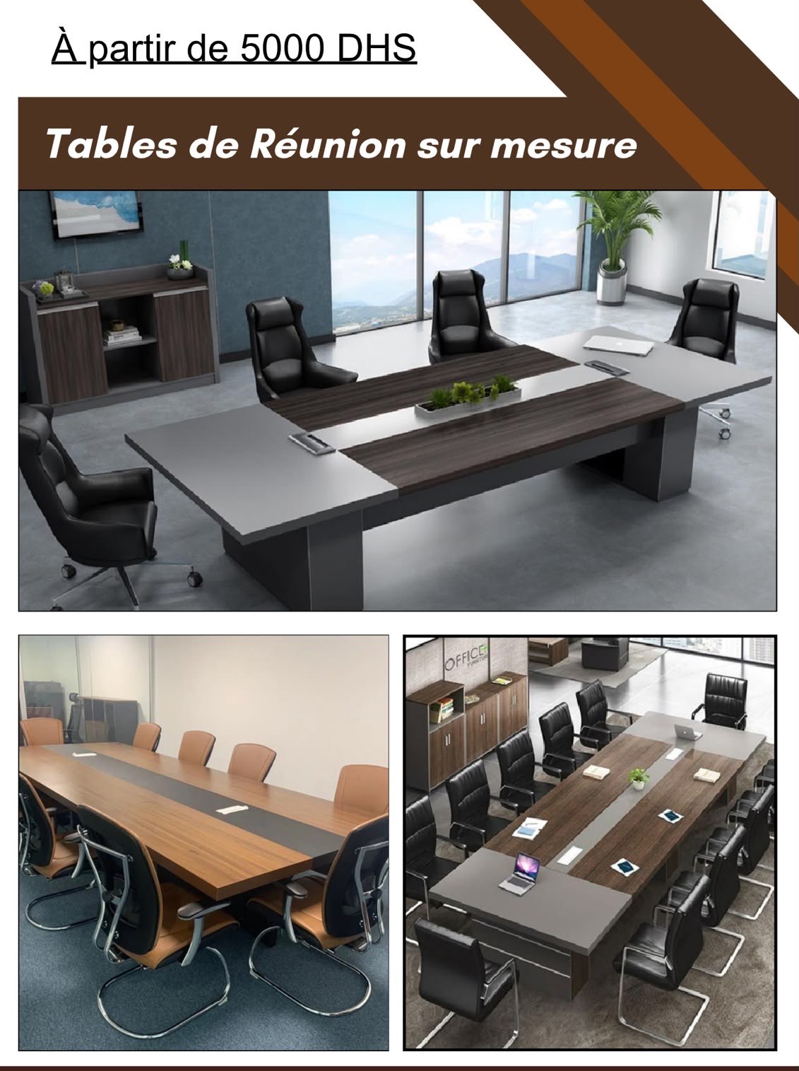 Table de Réunion Gris & Noyer