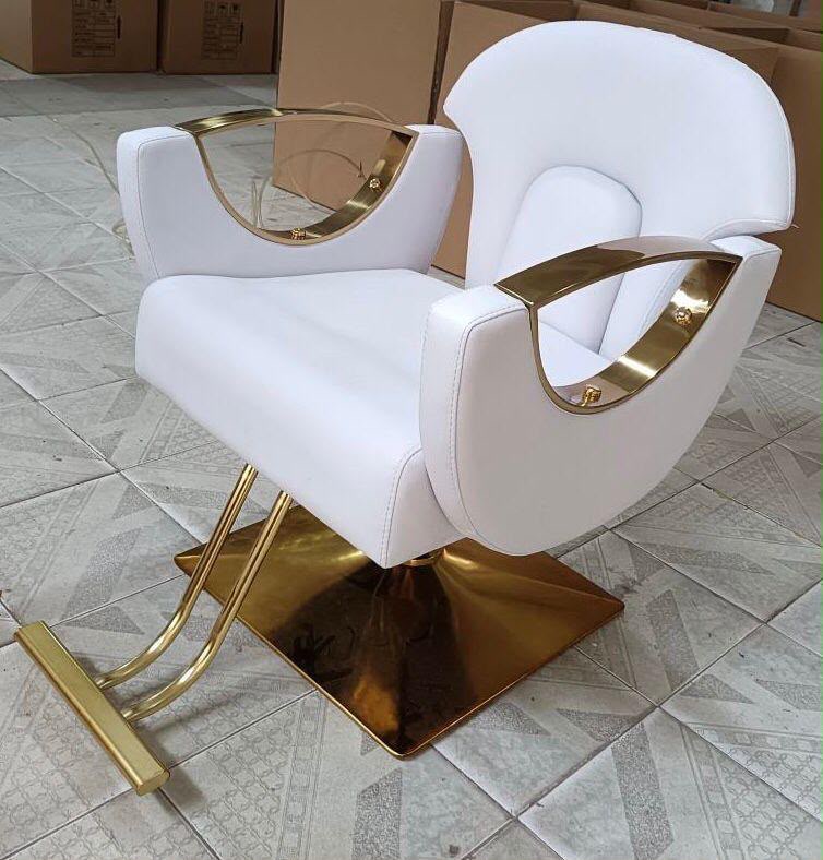 Fauteuil de Coiffure Blanc & Or