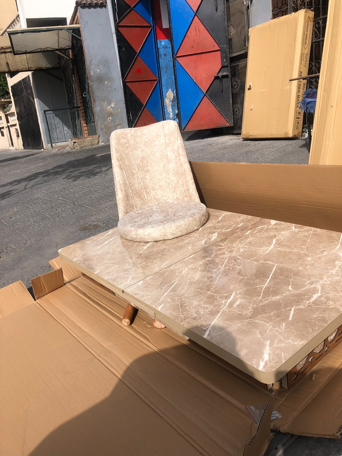 Table Effet Marbre Beige
