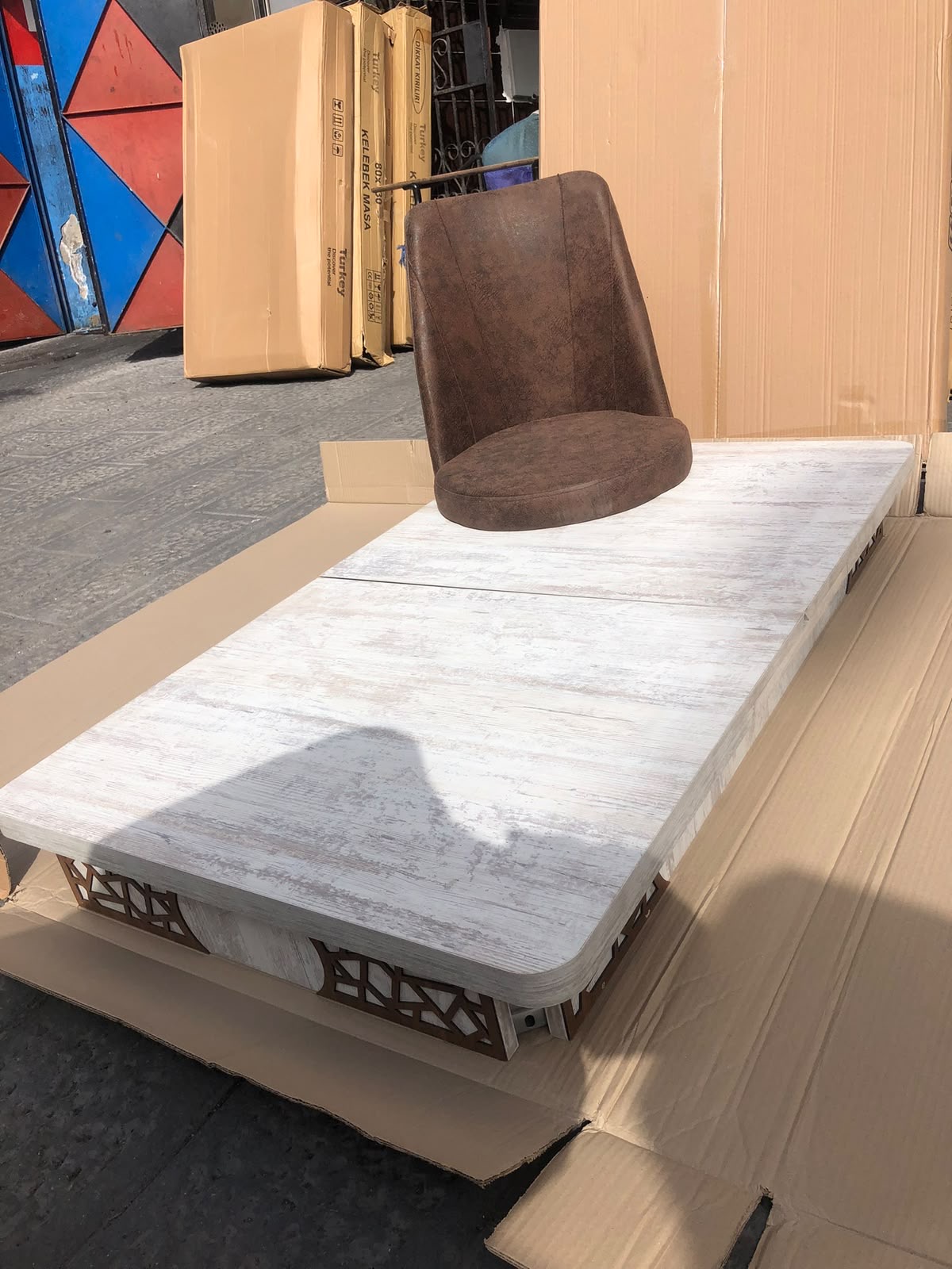 Table Bois Blanchi Vintage