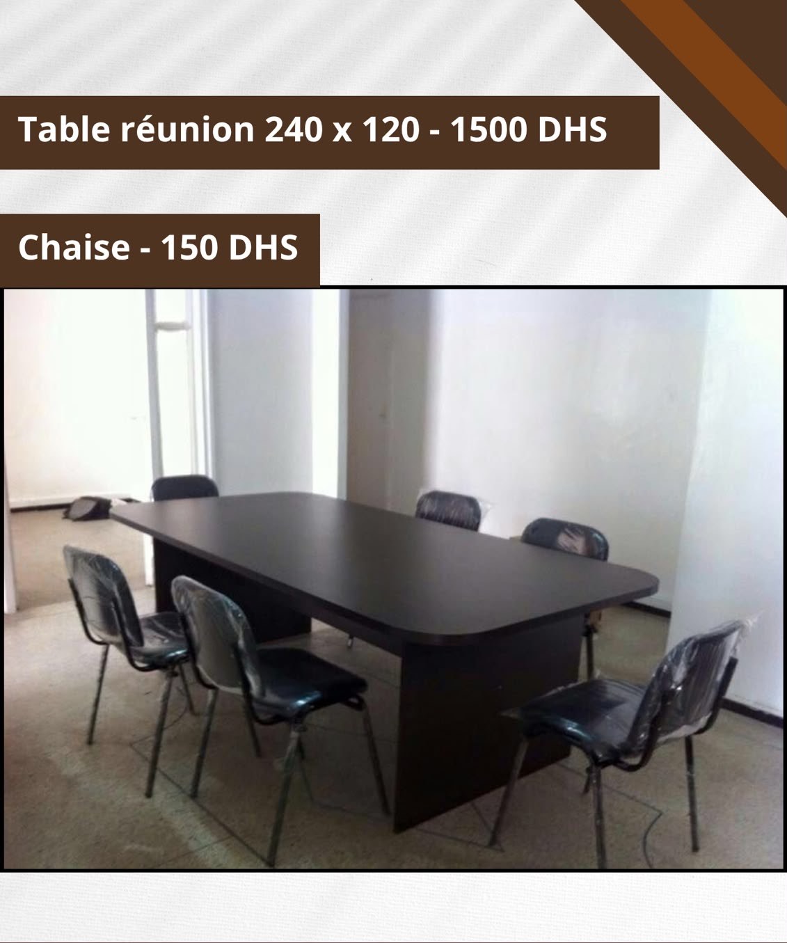 Table de Réunion 240 x 120 + Chaises