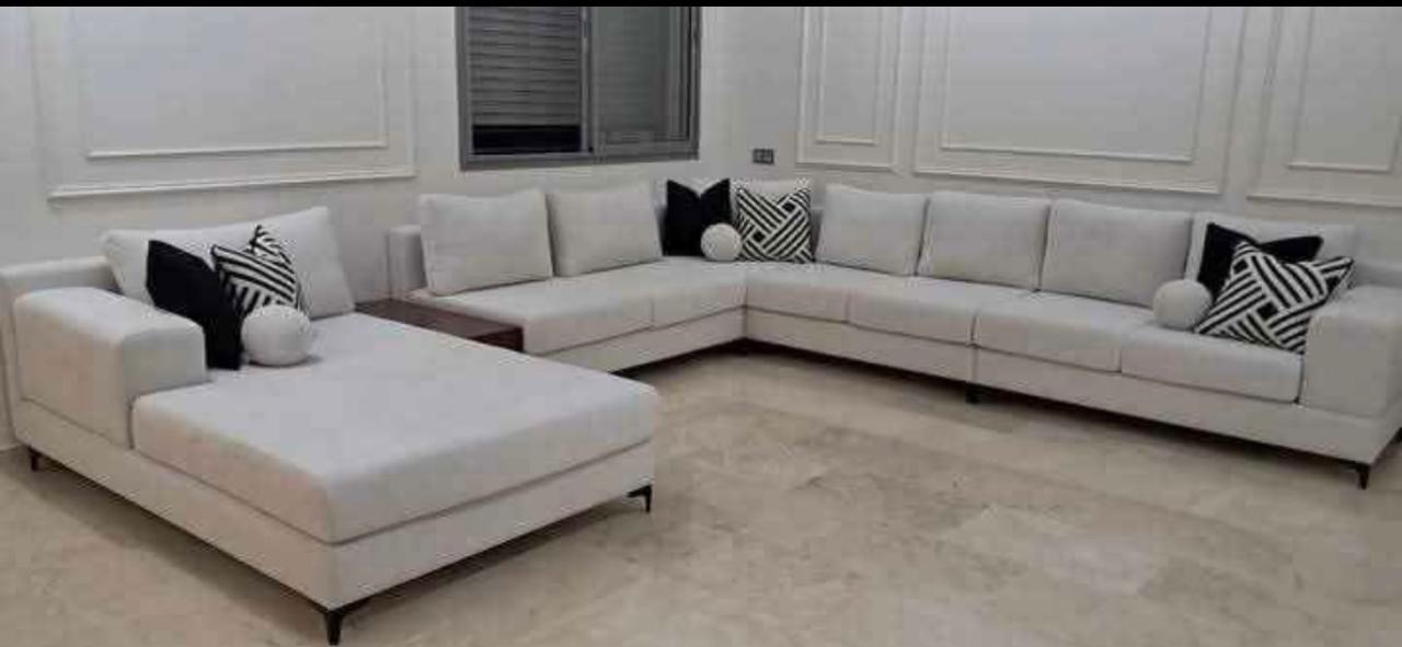 Salon d'Angle U Blanc + Méridienne