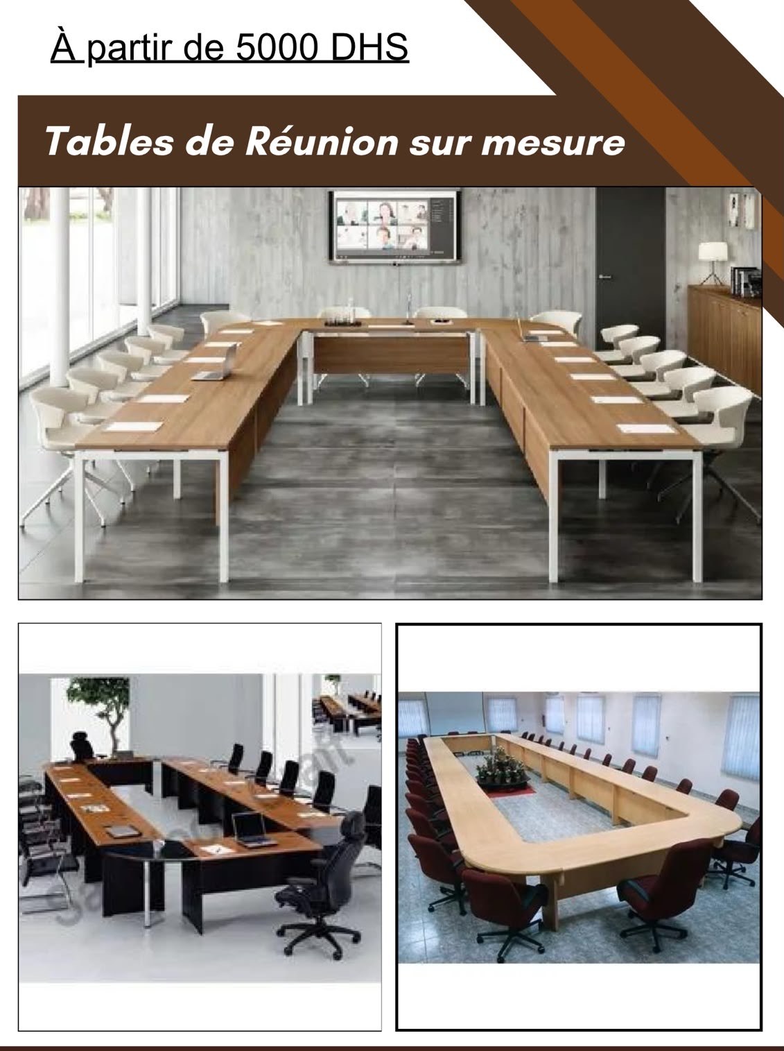 Table de Réunion en U Sur Mesure